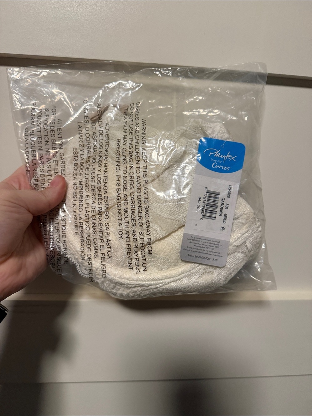 Playtex Cream Lace Support Bra 40DDD NWT